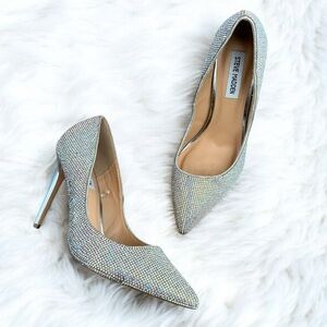 Steve Madden Silver Glitter Heels